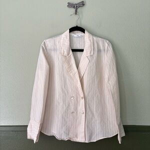 MNG Mango Cream Pinstripe Blazer Top Size 4